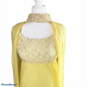 yellow sequin gown